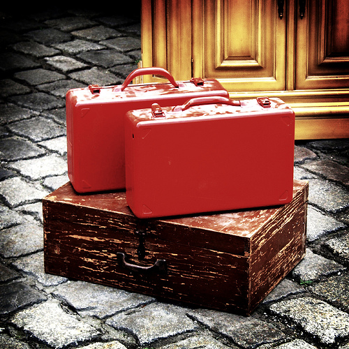 red suitcases