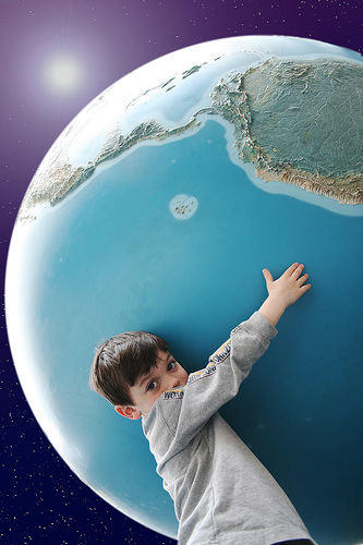 boy with globe